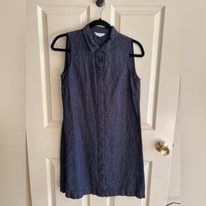 Garnet Hill, A-Line linen shirt dress, size 4, black